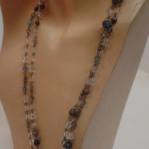Premier Design 29" Necklace & Matching Earrings. Mixed Materials & Beads